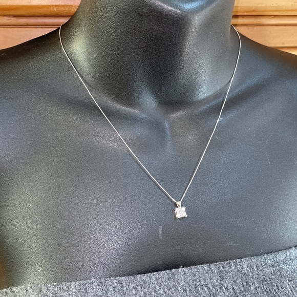 Solid 14K White Gold Designer Endless Diamond Natural Pendant Chain Necklace - Picture 14 of 17